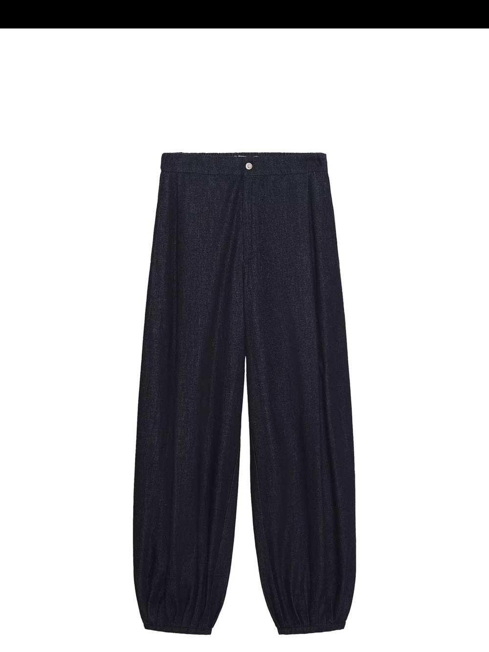 Zara Navy Denim Wide-Leg Pants